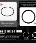 Comparison of inferior rubber o-ring versus NBR o-ring for Universal Car Bumper Quick Release Kit With Stainless Steel Screws And Rubber O Ring Washers Front And Rear Bumper Fasteners For No Hassle Easy Install And Secure Stable Attachment On Trunk Fenders And Panels, highlighting strength and resistance features.