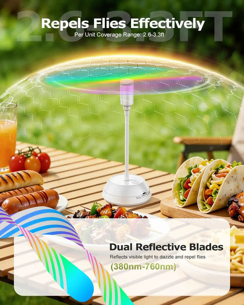 4 Pack Rechargeable Food Fans For Tabletop Use With 2000mAh Battery, Portable USB Powered, holographic blades at picnic