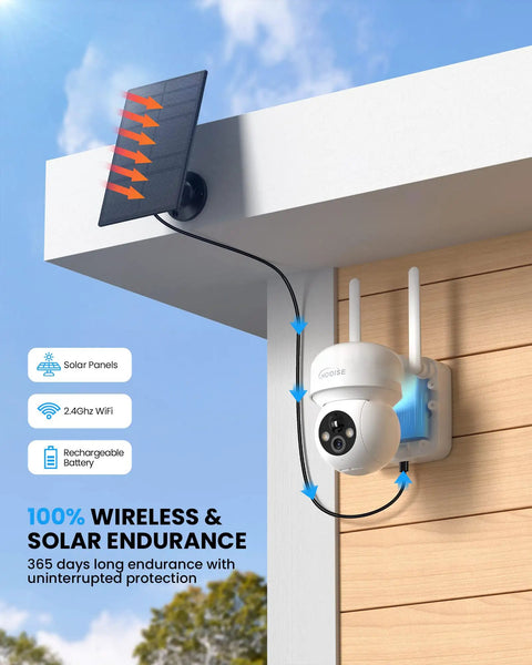 Wireless Outdoor Solar Security Camera System With 2K Color Night Vision Battery Powered PIR Motion Detection Two Way Talk IP65 Weatherproof Siren Alarm No Fuss Setup Easy Install Long Standby