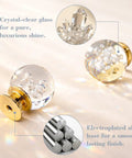 Crystal Bubble Ball Cabinet Knobs 12 Pack Dope Transparent Sphere Handles With Gold Aluminum Base, crystal-clear sparkle