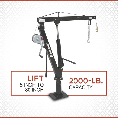 Beast Mode Hydraulic Pickup Truck Crane With 360 Degree Pivot And Integrated Hand Winch Built Legit For Up To Two Thousand Pound Vehicle Load Towing