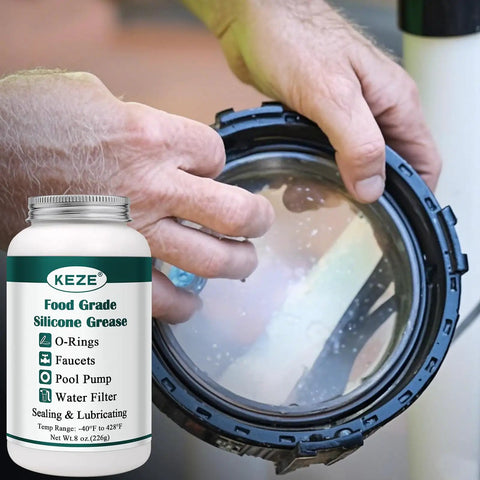 Food Grade Silicone Pool Lube For O Rings And Gaskets, Waterproof Grease For Pool Filters, Valves, Pumps And Plastic Parts, O Ring Seal Paste With Brush Top, 8 Oz, Safe For Drinking Water, Temperature Range -40 To 428 F, jar on pool filter ring
