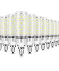 12 Pack Daylight 6000K E12 LED Bulbs for Chandeliers, 16W, 1500 Lumens, CRI 80 Plus, 120W Equivalent, Non Dimmable, displayed in rows