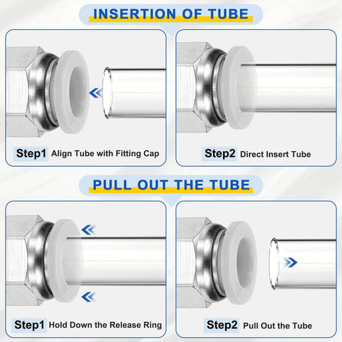 Steps for using Push To Connect Fittings For 0.16 Inch Tube M6 Male Thread Quick Connect Air Line Adapter.