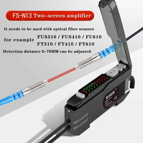 FS N13 Fiber Optic Amplifier And Diffuse Induction Photoelectric Switch For Long Distance Optical Communications
