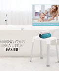 Indoor Shower Bench With Extra Large Non Slip Seat And Spa Vibe At Home Rustproof Aluminum Legs Waterproof Stool near bathtub