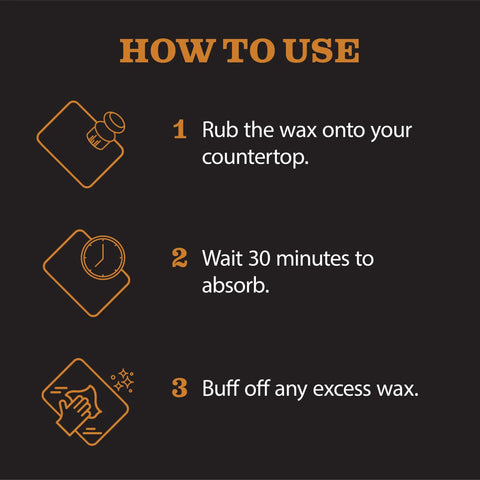 Usage instructions for Natural Stone Wax Sealant Pro Grade For Soapstone, Slate And Concrete Countertops With Carnauba And Beeswax