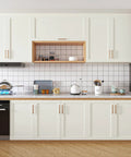 Kitchen with white cabinets featuring Navy Blue Vinyl Wallpaper Self Adhesive Roll 32 by 354 Inches Waterproof And Removable Easy Peel and Stick