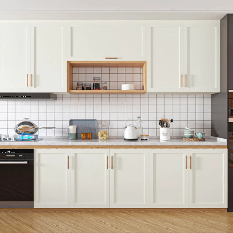 Kitchen with white cabinets featuring Navy Blue Vinyl Wallpaper Self Adhesive Roll 32 by 354 Inches Waterproof And Removable Easy Peel and Stick