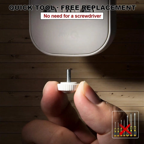 Two Piece Security Quick Thumb Screws Designed For MyQ Smart Garage Door Video Keypad in hand, showcasing easy no-tool installation.