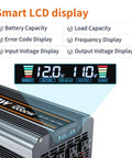 Heavy-Duty 5000W DC 12V To 110V Inverter LCD display, showing voltage status, ideal for off-grid camping and RV use, 10000W peak