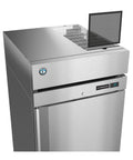 Heavy Duty Single Section Upright Freezer With Half Stainless Lock Doors 23.1 Cu Ft Capacity Field Reversible Design top view showcasing design and digital display.