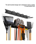 Top Shelf Heavy Duty Metal Garage Wall Mount Tool Organizer With Adjustable Hooks For Ladders Power Tools Garden Gear And Game Changer Storage Rack Pro with long-handled tools