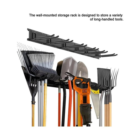 Top Shelf Heavy Duty Metal Garage Wall Mount Tool Organizer With Adjustable Hooks For Ladders Power Tools Garden Gear And Game Changer Storage Rack Pro with long-handled tools