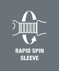 Diagram of rapid spin sleeve feature on Zyklop Speed Ratchet Set 3/8 Inch Drive Imperial, 29-Piece, 72-Tooth Fine Pitch, Pivoting Head