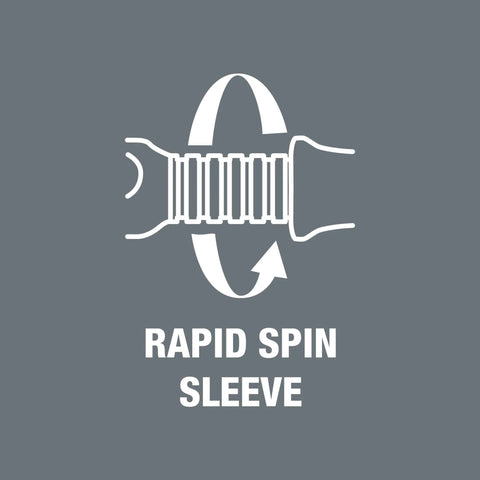 Rapid spin sleeve graphic for 38 Piece SAE Ratchet Set With Three Eighths Drive Includes 12 Sockets Two Flexible Extensions Sliding T-Handle