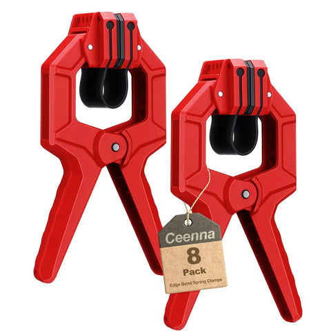 Red Eight Pack Edge Band Spring Clamps for Edge Banding and Woodworking Adjustable Clips for Carpentry Image