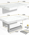 Dimensions of Total Game Changer, Two Shelf Wall Mounted Toilet Paper Holder With Natural Marble Top And Sleek Nickel Finish.