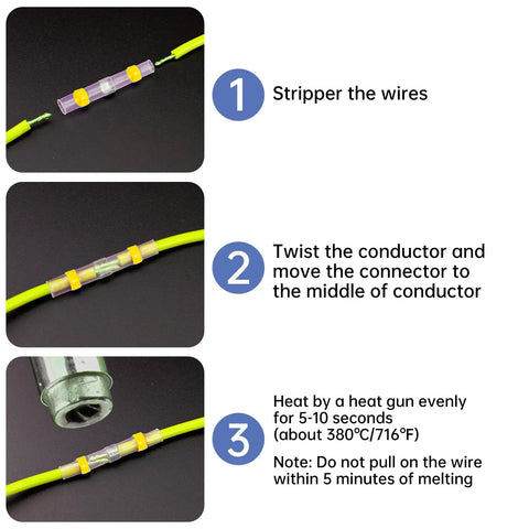 Step-by-step guide using 400Pcs Solder Seal Wire Connectors Kit With Heat Shrink Butt Connectors Solderstick Waterproof Electrical Junction Kit For Marine Boat Truck Wiring 26 6 Gauge Easy To Use No Soldering Crimping Heat Gun Required