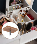 Thirty Piece Tack In Drawer Glides 17X12Mm Heavy Duty Plastic With Iron Pins Nail On Slides shown in organized vanity drawer.
