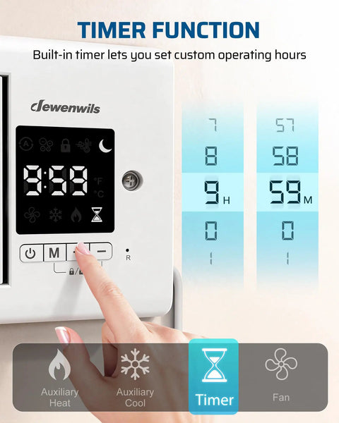 Digital control panel with timer for Dual Fan Register Booster For Hard To Reach Spaces, shows adjustable settings