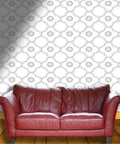 Thick Premium Vinyl Wallpaper Roll With Peel And Stick Application For Easy Peasy DIY Makeovers Featuring Light Neutral Color Aesthetic Vibe Scratch Resistant Surface Quick Room Refresh Backdrop over a brown leather sofa.