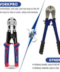Comparison of WORKPRO mini bolt cutter with anti-slip handle and ordinary bolt cutter, highlighting grip and durability differences.