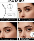 Rook Piercing Jewelry Kit 16G Taper Insertion Tool With Hypoallergenic Stainless Steel CZ Septum Rings installation guide