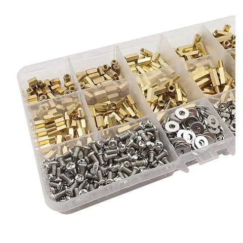 Massive 910 Piece M3 Brass Hex Standoff Spacer Kit With Male And Female Spacers Nuts Washers Screws For Electronics Projects And Pro Builds For Makers And Hobbyists, organized kit with brass spacers and screws