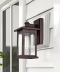 Dusk To Dawn Outdoor Wall Light With Seedy Glass In Vintage Farmhouse Bronze Finish 12.25 Inch Sconce Anti Rust Exterior 100W Max