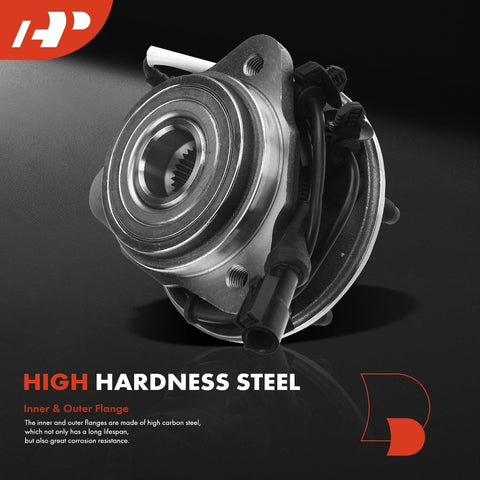 2 Front Wheel Bearing And Hub Assembly With ABS For Ford Explorer Explorer Sport Trac Ranger Mercury Mountaineer Mazda B4000 1995 To 2009 4WD AWD 5 Lug, high carbon steel, front view