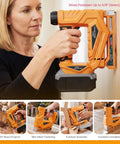 Woman using Badass Three In One Cordless Staple Gun And Brad Nailer for wood fastening in home project.