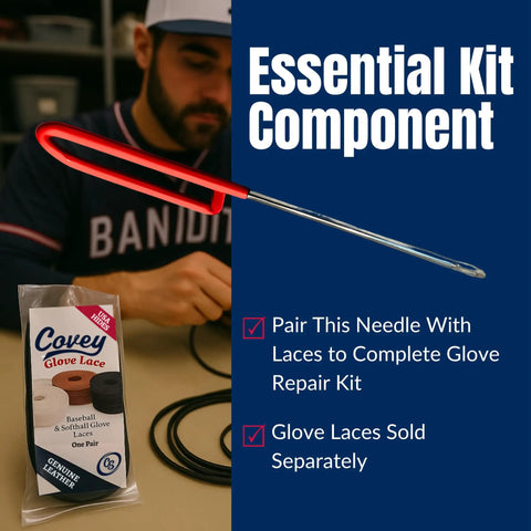 Relacing Needle For Baseball Gloves Pro Grade Durable Steel Lacing Tool with easy grip and glove lace packaging