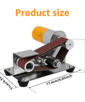 Tiny Electric Belt Sander Machine With Grinder Set For Knife Sharpening And Polishing Compact Desktop DIY Tool dimensions 17.4cm x 4cm.