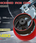 Badass Heavy Duty Eight Inch Scaffolding Caster Wheels Set Of Four featuring thickened iron core design and 2480 lbs capacity.