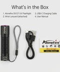 Mini 395nm UV Flashlight USB C Rechargeable Blacklight For Pet Urine Detection with cable, lanyard, and manual