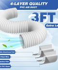 Magnetic Dryer Vent Connector With Airtight Seal For Tight Spaces DV180 4-Inch Duct Kit showing 3.3 ft flexible hose layers