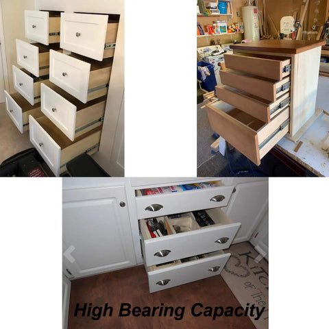 Installed Built Tough 30 Inch Drawer Slides 260 Lb Capacity Full Extension Side Mount Undermount Ball Bearing Steel Rails