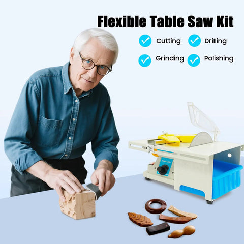 Tough As Nails 750W Lapidary Saw And Rock Cutter With Quick Variable Speed Dial 800 To 10000RPM Diamond Table Grinder in use for grinding wood.