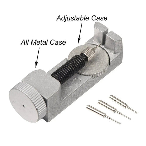 360 Piece Watch Band Link Pins And Spring Bars Set With Removal Tool And Plastic Case for 8mm to 25mm stainless steel bands close-up view