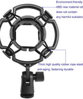 Universal Black Microphone Shock Mount for 42-46mm Microphones, Pro-Grade Anti-Vibration Studio Clip Holder, ABS Material
