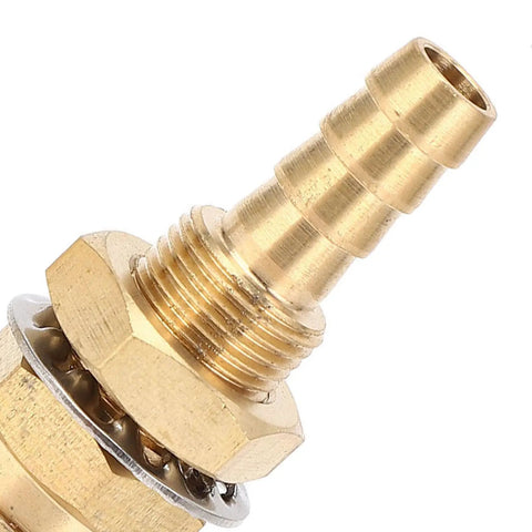 Close-up of Brass Gas Adapter Welding Fitting for Quick Safe Connection Between Gas Supply and Welding Plug No Leak Design
