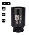 Beefy Half Inch Drive 6-Point Deep Impact Socket 1-5/16 Inch SAE Cr-Mo High Torque For Axle Shaft Nuts Corrosion-Resistant Tool