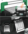 Beefy High Capacity Plastic Tool Box With Lift Out Organizer Tray Durable Storage Case For Tools Heavy Duty Tool Kit Organizer