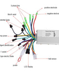 48V Brushless Motor Controller With LCD Display For Electric Vehicles High Efficiency Speed Control System with labeled wiring diagram.