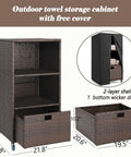 Outdoor Pool Towel Storage Cabinet Organizer With Cover Wicker Towel Valet Rack On Wheels Shelves And Drawer Poolside Caddy