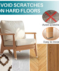 24 Pcs Rectangle Chair Leg Floor Protectors Silicone Felt Pads for Hardwood Floors on chair, showing scratch prevention