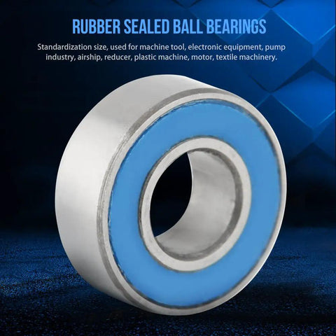Beefy Miniature Deep Groove Ball Bearings Set Of 25 Flanged Steel Bearings With Double Rubber Seals Blue Side For Roller Skates 5 By 11 By 4 Mm Durable Precision Bearings For Tiny Machinery And DIY Projects. Blue-sealed flanged steel ball bearing, 5x11x4 mm, for roller skates and tiny machinery