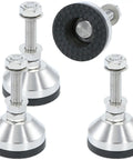 Heavy Duty Stainless Steel Adjustable Leveling Feet With 2000 Lb Capacity And M10 Thread Base For Shelving And Machinery Built Tough For The Daily Grind Real Deal, pack of four with rubberized base.