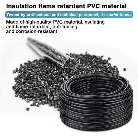 16 Gauge 2 Conductor Electrical Wire 16AWG Stranded PVC Oxygen Free Copper Cable For Low Voltage Landscape Lighting 50 Feet UL Listed Heavy Duty Outdoor Cord with PVC material.